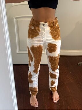 Eckhaus Latta White and Brown Tie-Dye Jeans